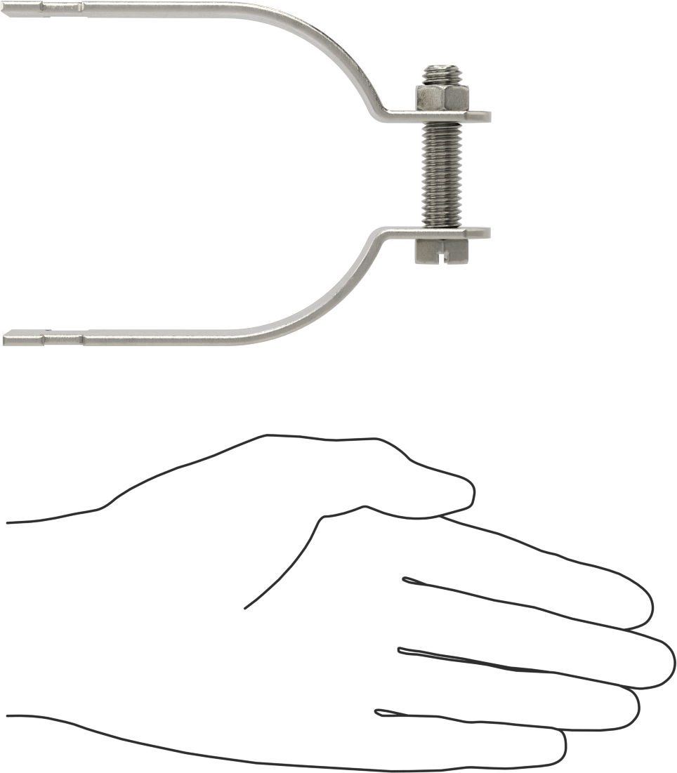 Strut Montajlı Metal Yönlendirme Kelepçesi, 316 Paslanmaz Çelik, 3-7/16" ID, 7/64" Kalınlık