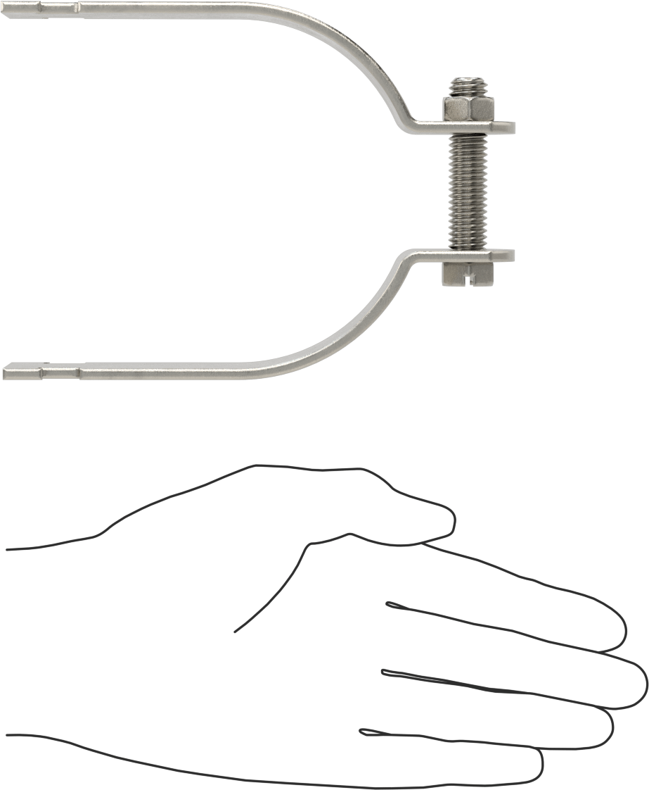 Strut Montajlı Metal Yönlendirme Kelepçesi, 316 Paslanmaz Çelik, 3-15/16" ID, 4-3/16" Uzunluk