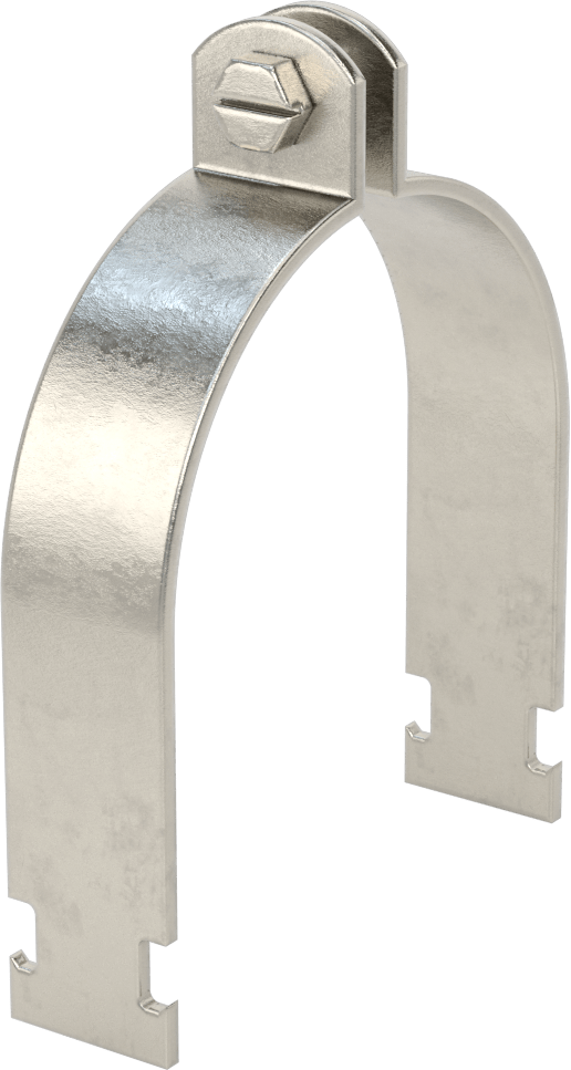 Strut Montajlı Metal Yönlendirme Kelepçesi, 316 Paslanmaz Çelik, 4-7/16" ID, 1/8" Kalınlık
