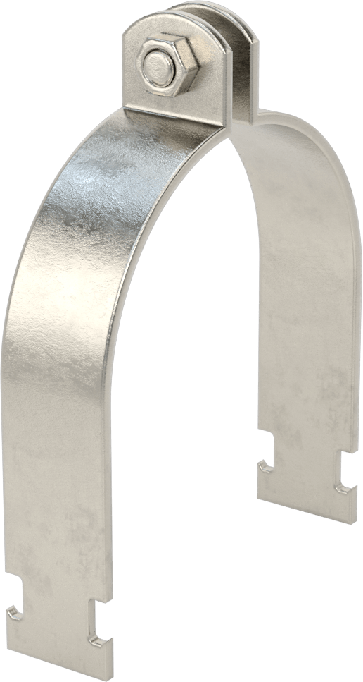 Strut Montajlı Metal Yönlendirme Kelepçesi, 316 Paslanmaz Çelik, 4-7/16" ID, 1/8" Kalınlık
