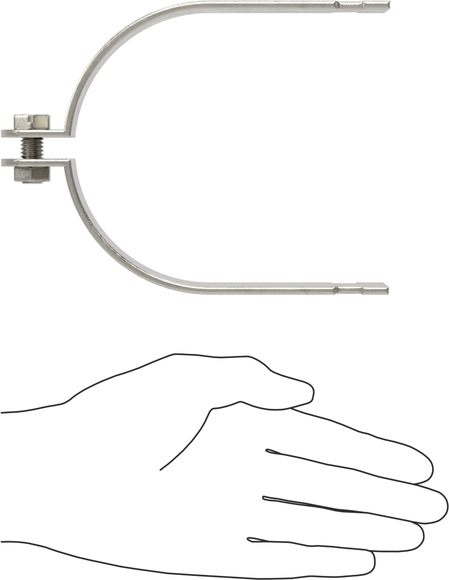 Strut Montajlı Metal Yönlendirme Kelepçesi, 316 Paslanmaz Çelik, 4-7/16" ID, 1/8" Kalınlık