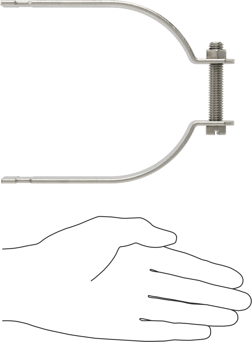 Strut Montajlı Metal Yönlendirme Kelepçesi, 316 Paslanmaz Çelik, 5" ID, 1/8" Kalınlık