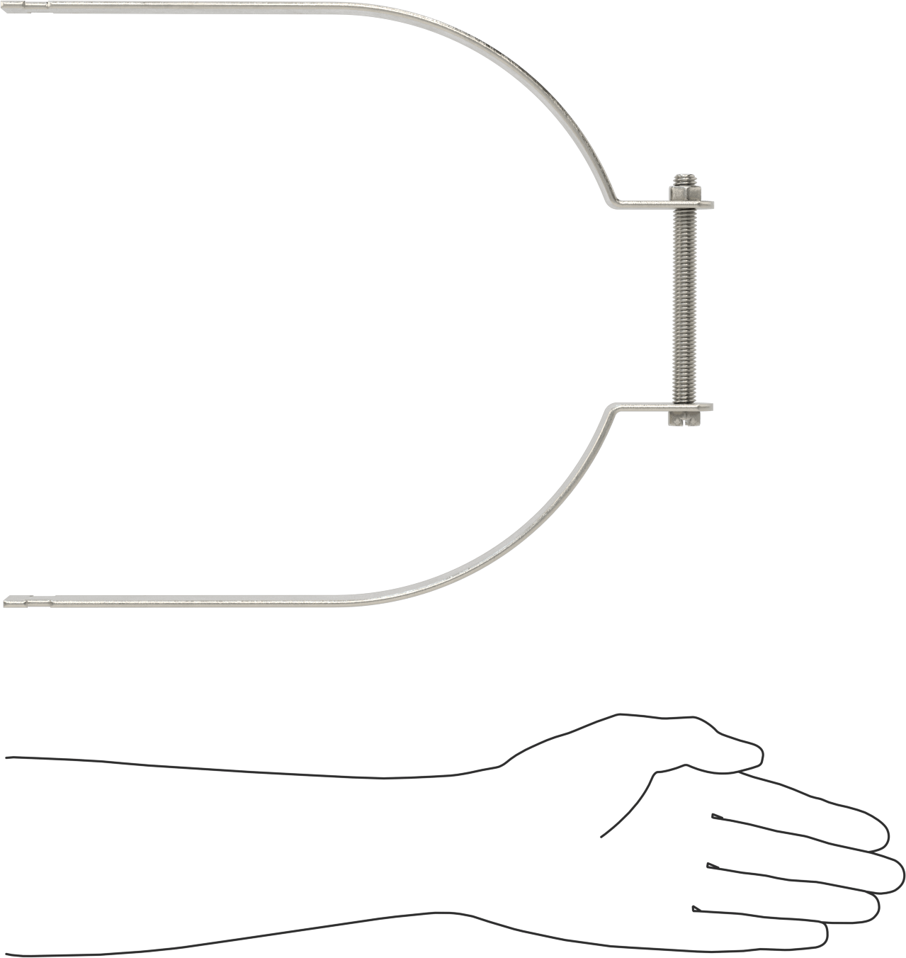 Strut Montajlı Metal Yönlendirme Kelepçesi, 316 Paslanmaz Çelik, 10-3/4" ID, 1/8" Kalınlık