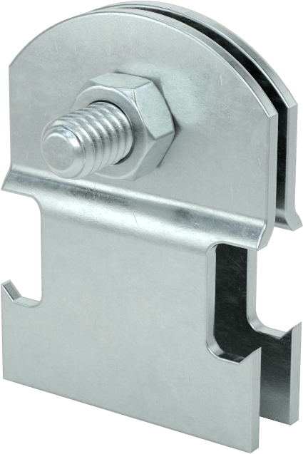 Strut Montajlı Metal Yönlendirme Kelepçesi, Çinko Kaplı Çelik, 1/4" ID, 1/16" Kalınlık