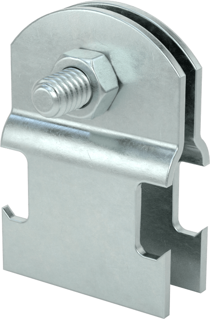 Strut Montajlı Metal Yönlendirme Kelepçesi, Çinko Kaplı Çelik, 3/8" ID, 1/16" Kalınlık