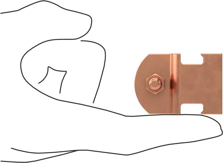 Strut Montajlı Metal Yönlendirme Kelepçesi, Bakır Kaplı Çelik, 3/8" ID, 1/16" Kalınlık