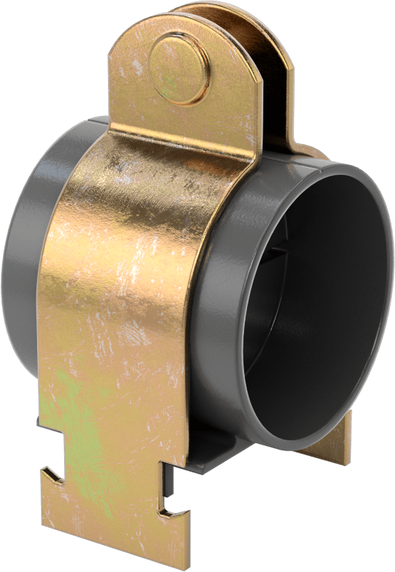 Strut Montajlı Metal Yönlendirme Kelepçesi, Yalıtımlı Boru için, 7/8" ID, 2" Uzunluk, 5/64" Kalınlık