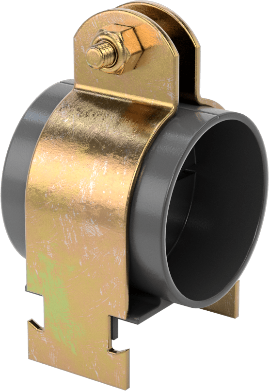 Strut Montajlı Metal Yönlendirme Kelepçesi, Yalıtımlı Boru için, 7/8" ID, 2" Uzunluk, 5/64" Kalınlık