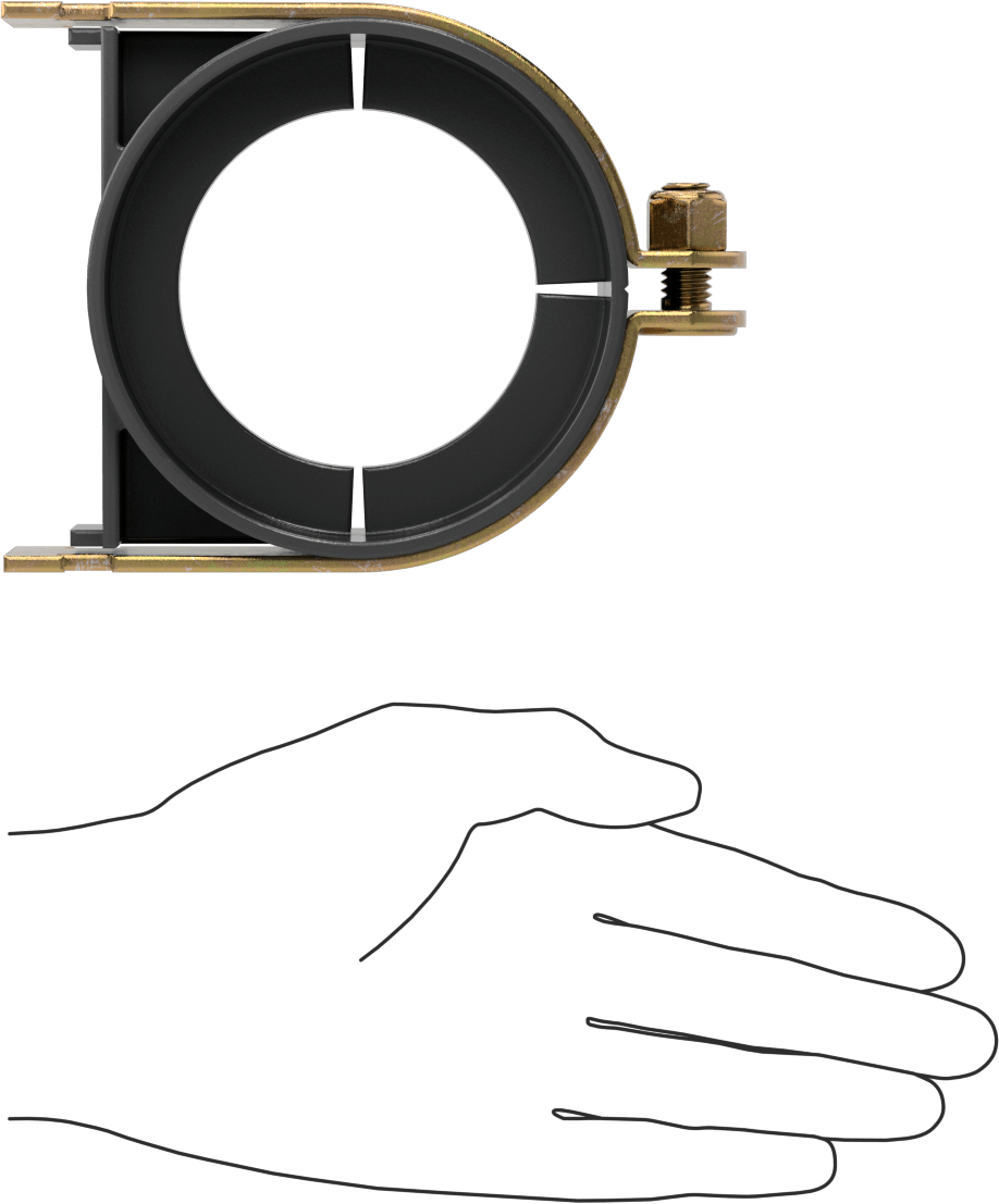 Strut Montajlı Metal Yönlendirme Kelepçesi, Yalıtımlı Boru için, 2-5/8" ID, 3-3/4" Uzunluk