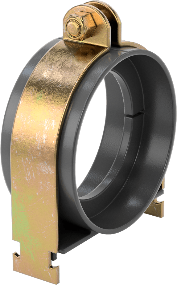 Strut Montajlı Metal Yönlendirme Kelepçesi, Yalıtımlı Boru için, 3-1/8" ID, 4-1/4" Uzunluk