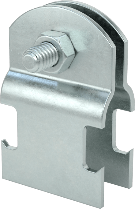 Strut Montajlı Metal Yönlendirme Kelepçesi, Çinko Kaplı Çelik, 1/2" ID, 1/16" Kalınlık