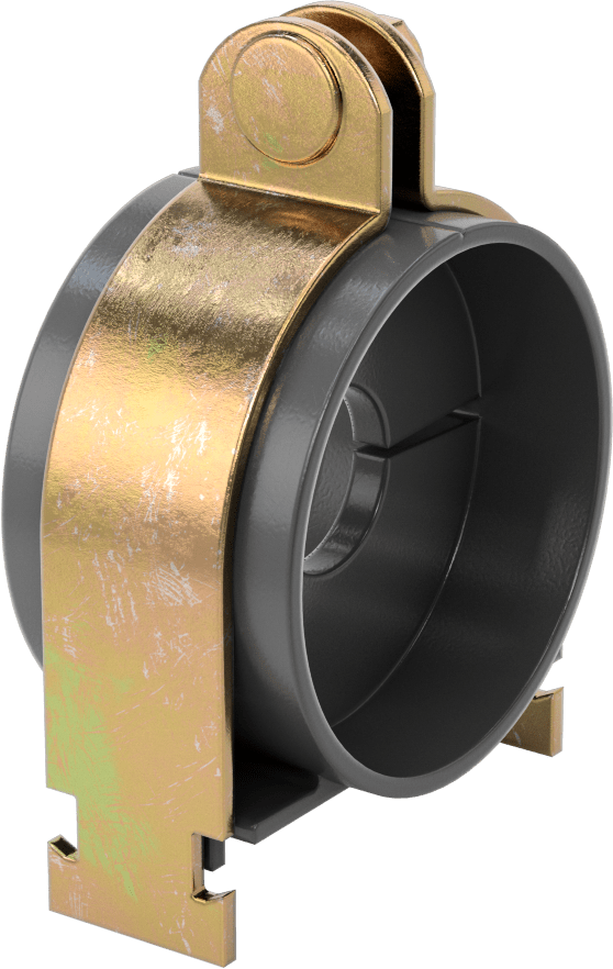 Strut Montajlı Metal Yönlendirme Kelepçesi, Yalıtımlı Boru için, 1-1/8" ID, 3-1/4" Uzunluk