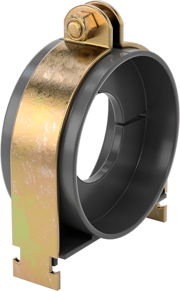 Strut Montajlı Metal Yönlendirme Kelepçesi, Yalıtımlı Boru için, 2-1/8" ID, 4-1/4" Uzunluk
