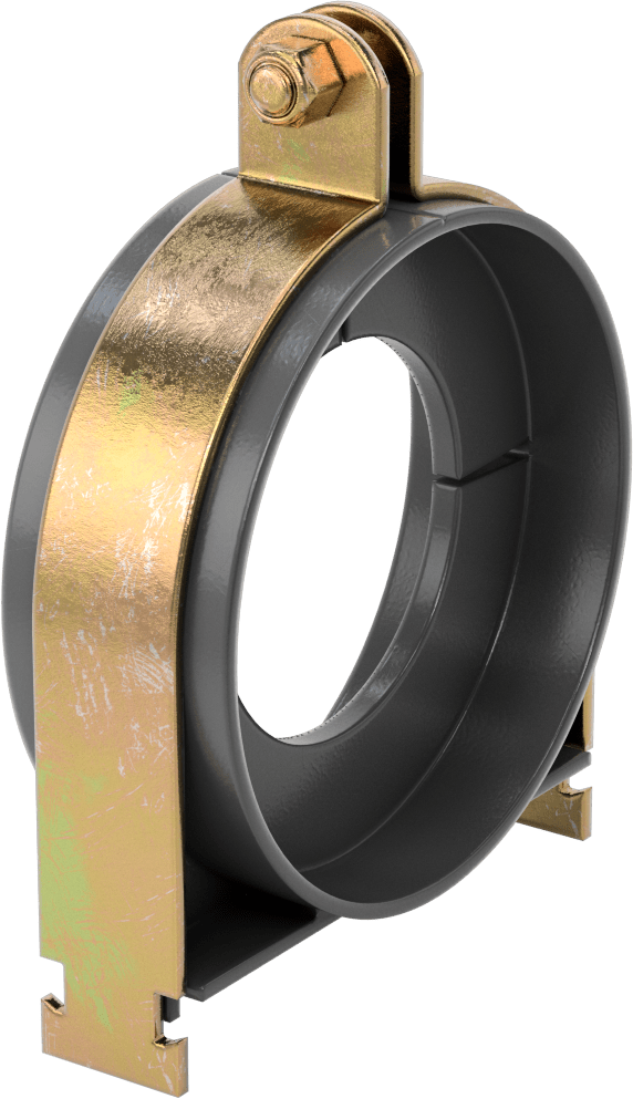 Strut Montajlı Metal Yönlendirme Kelepçesi, Yalıtımlı Boru için, 3-1/8" ID, 5-1/4" Uzunluk