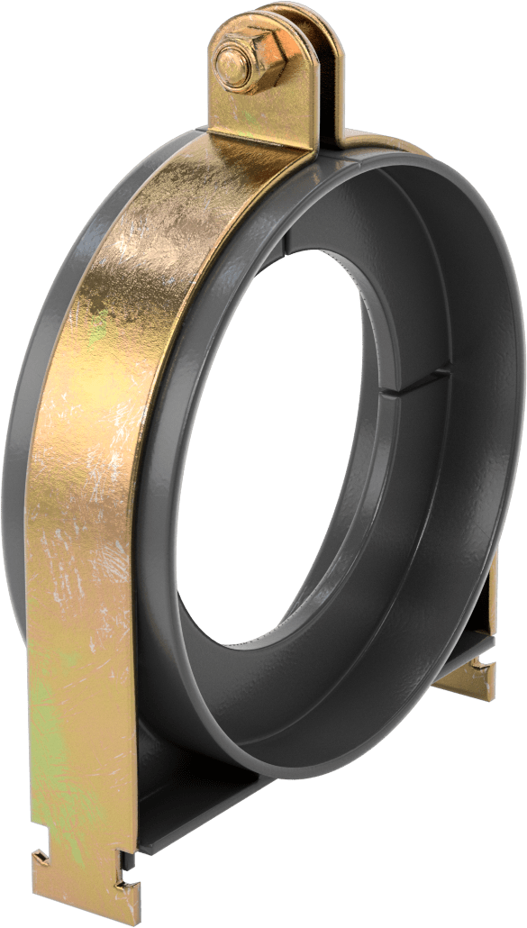 Strut Montajlı Metal Yönlendirme Kelepçesi, Yalıtımlı Boru için, 4-1/8" ID, 6-1/4" Uzunluk