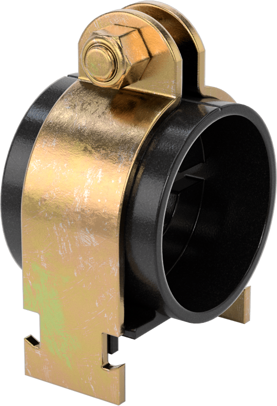 Strut Montajlı Metal Yönlendirme Kelepçesi, Yalıtımlı Boru için, 1-1/8" ID, 2-5/16" Uzunluk