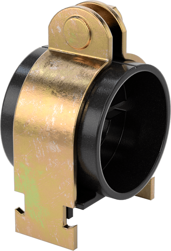 Strut Montajlı Metal Yönlendirme Kelepçesi, Yalıtımlı Boru için, 1-1/8" ID, 2-5/16" Uzunluk