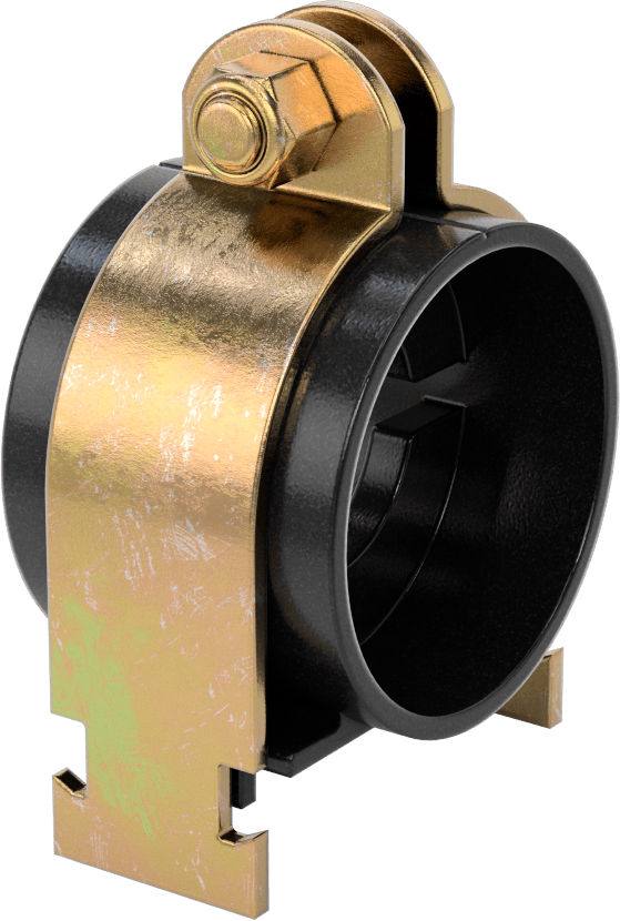 Strut Montajlı Metal Yönlendirme Kelepçesi, Yalıtımlı Boru için, 1-3/8" ID, 2-1/2" Uzunluk, 4-3/16" Yükseklik