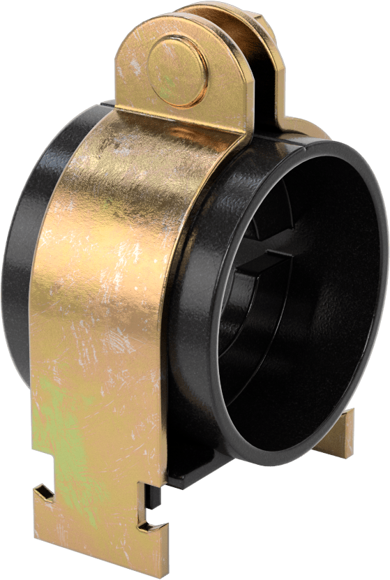 Strut Montajlı Metal Yönlendirme Kelepçesi, Yalıtımlı Boru için, 1-3/8" ID, 2-1/2" Uzunluk, 4-3/16" Yükseklik