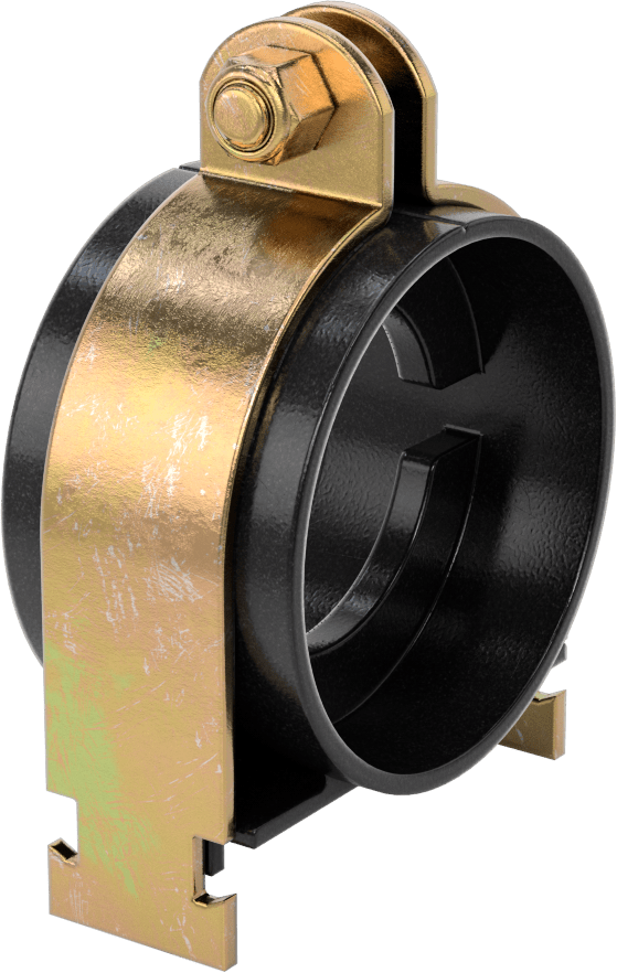 Strut Montajlı Metal Yönlendirme Kelepçesi, Yalıtımlı Boru için, 2-1/8" ID, 3-5/16" Uzunluk