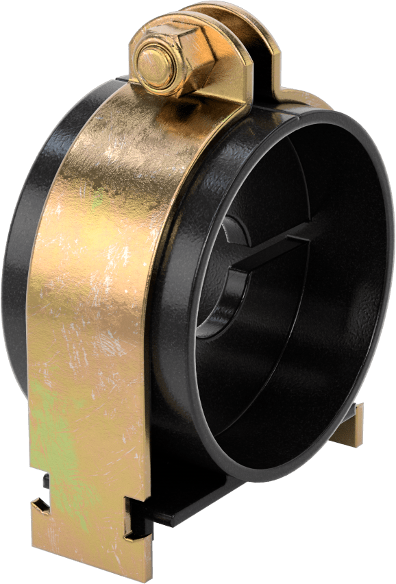 Strut Montajlı Metal Yönlendirme Kelepçesi, Yalıtımlı Boru için, 1-1/8" ID, 3" Uzunluk