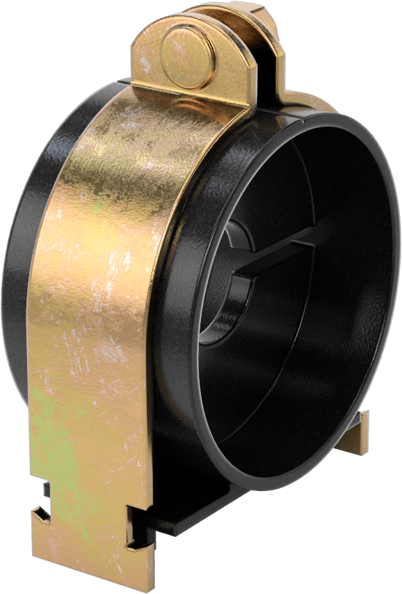 Strut Montajlı Metal Yönlendirme Kelepçesi, Yalıtımlı Boru için, 1-1/8" ID, 3" Uzunluk