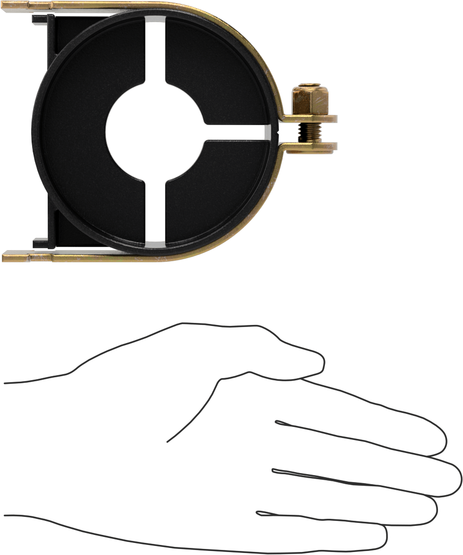 Strut Montajlı Metal Yönlendirme Kelepçesi, Yalıtımlı Boru için, 1-9/16" ID, 3-5/8" Uzunluk
