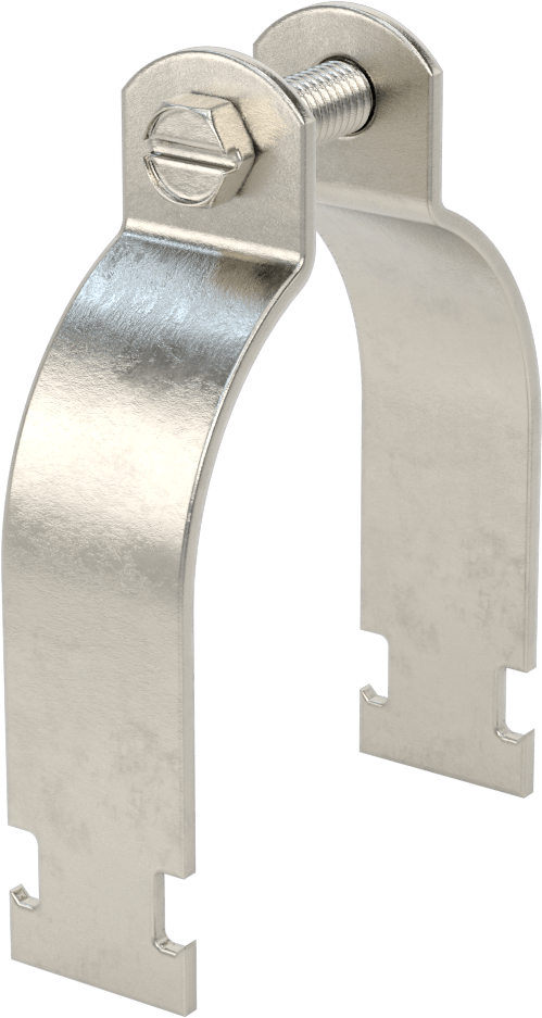 Strut Montajlı Metal Yönlendirme Kelepçesi, 304 Paslanmaz Çelik, 3-1/2" ID, 7/64" Kalınlık