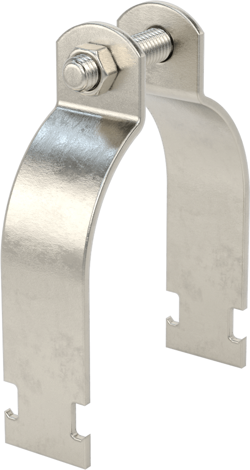 Strut Montajlı Metal Yönlendirme Kelepçesi, 304 Paslanmaz Çelik, 3-1/2" ID, 7/64" Kalınlık