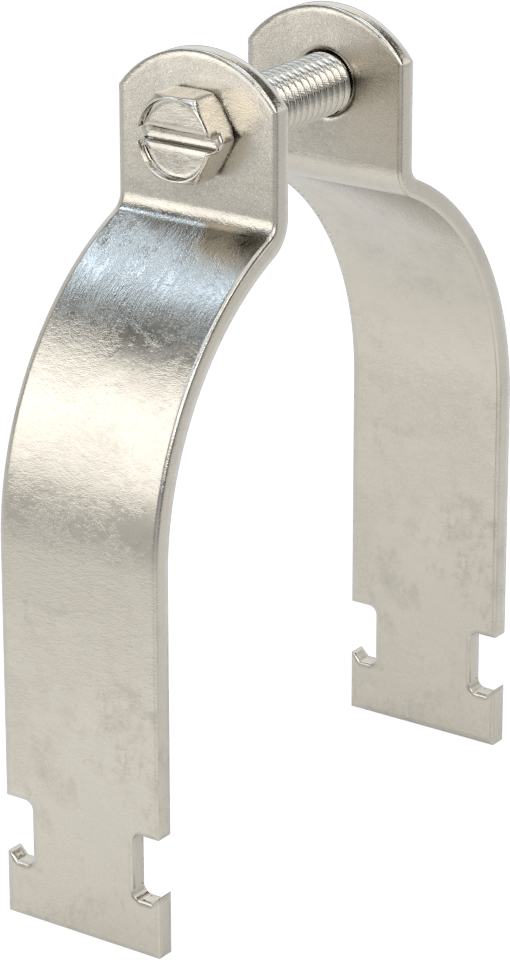 Strut Montajlı Metal Yönlendirme Kelepçesi, 304 Paslanmaz Çelik, 4" ID, 1/8" Kalınlık