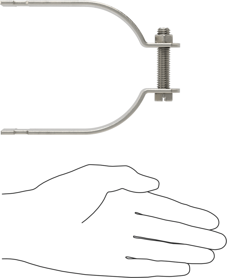 Strut Montajlı Metal Yönlendirme Kelepçesi, 304 Paslanmaz Çelik, 4" ID, 1/8" Kalınlık