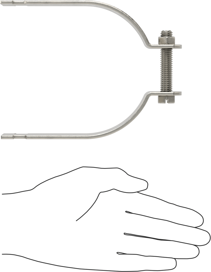 Strut Montajlı Metal Yönlendirme Kelepçesi, 304 Paslanmaz Çelik, 4-1/2" ID, 1/8" Kalınlık