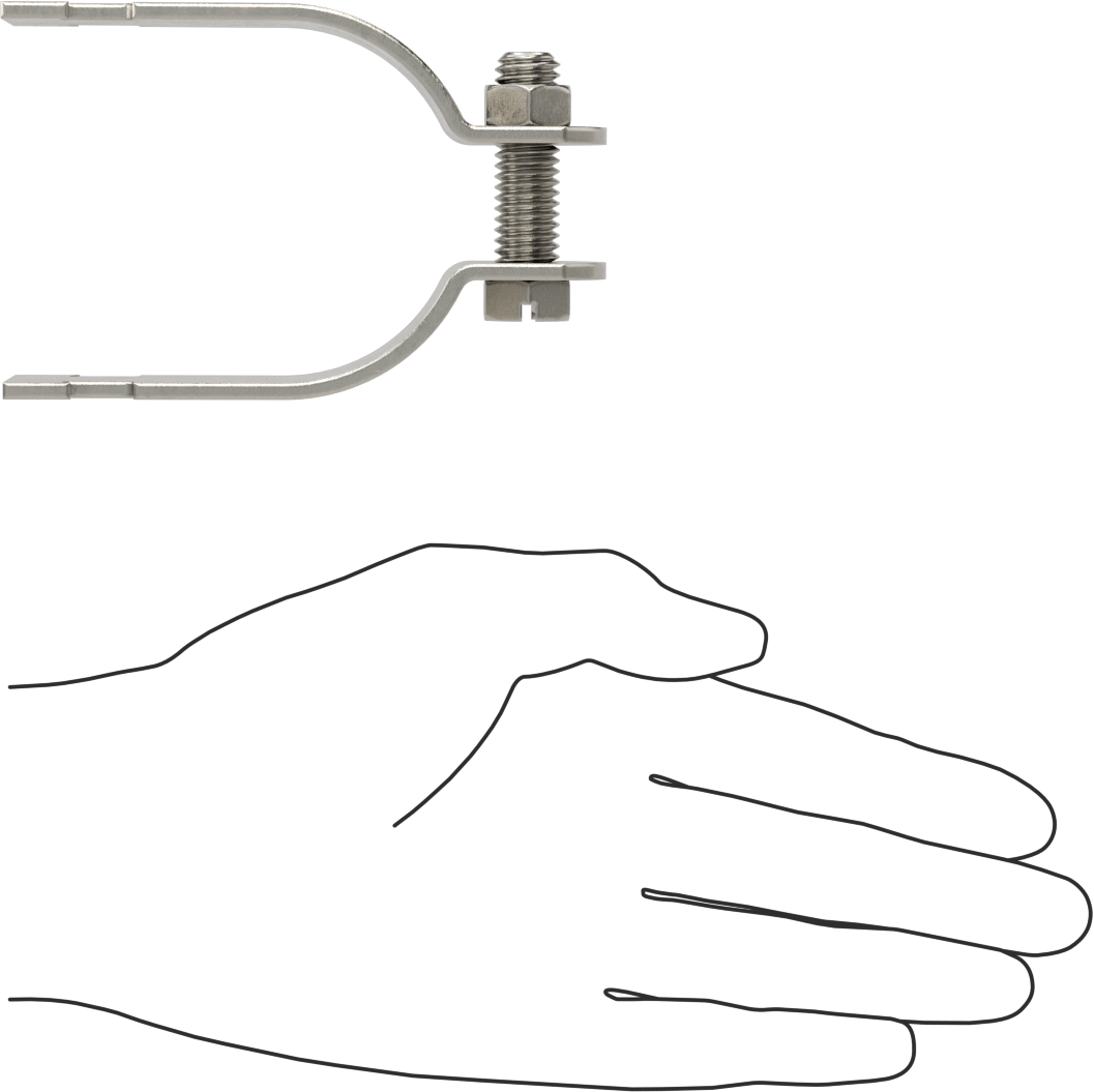 Strut Montajlı Metal Yönlendirme Kelepçesi, 316 Paslanmaz Çelik, 2-3/8" ID, 7/64" Kalınlık