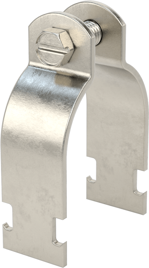 Strut Montajlı Metal Yönlendirme Kelepçesi, 316 Paslanmaz Çelik, 2-3/8" ID, 7/64" Kalınlık