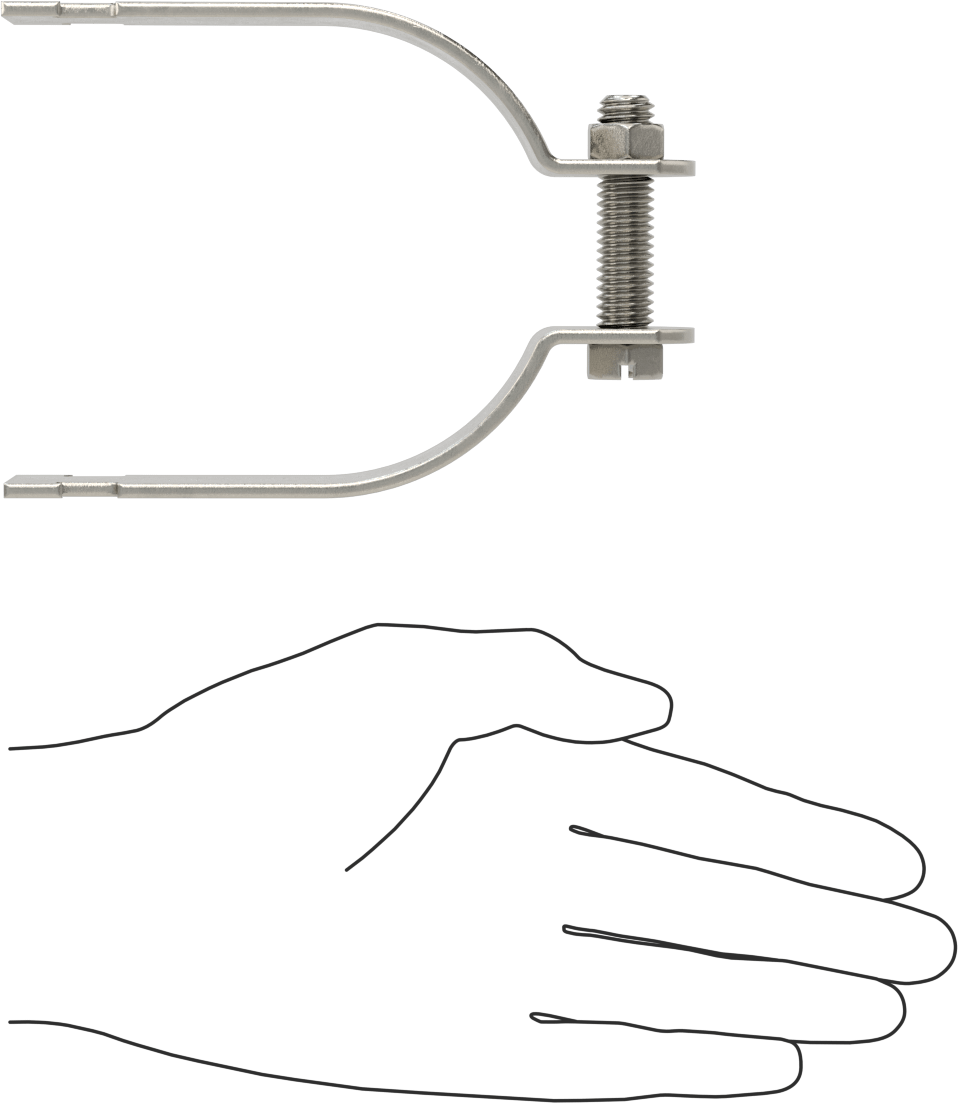 Strut Montajlı Metal Yönlendirme Kelepçesi, 316 Paslanmaz Çelik, 3-1/2" ID, 7/64" Kalınlık