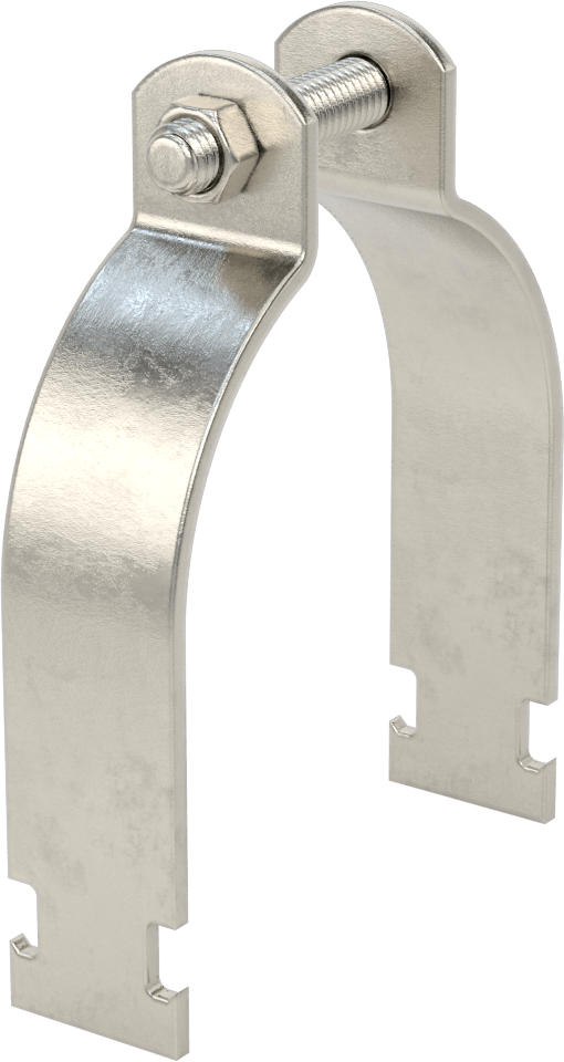 Strut Montajlı Metal Yönlendirme Kelepçesi, 316 Paslanmaz Çelik, 4" ID, 1/8" Kalınlık