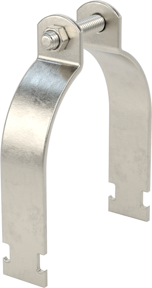Strut Montajlı Metal Yönlendirme Kelepçesi, 316 Paslanmaz Çelik, 4-1/2" ID, 1/8" Kalınlık