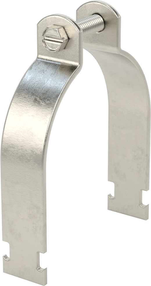 Strut Montajlı Metal Yönlendirme Kelepçesi, 316 Paslanmaz Çelik, 4-1/2" ID, 1/8" Kalınlık