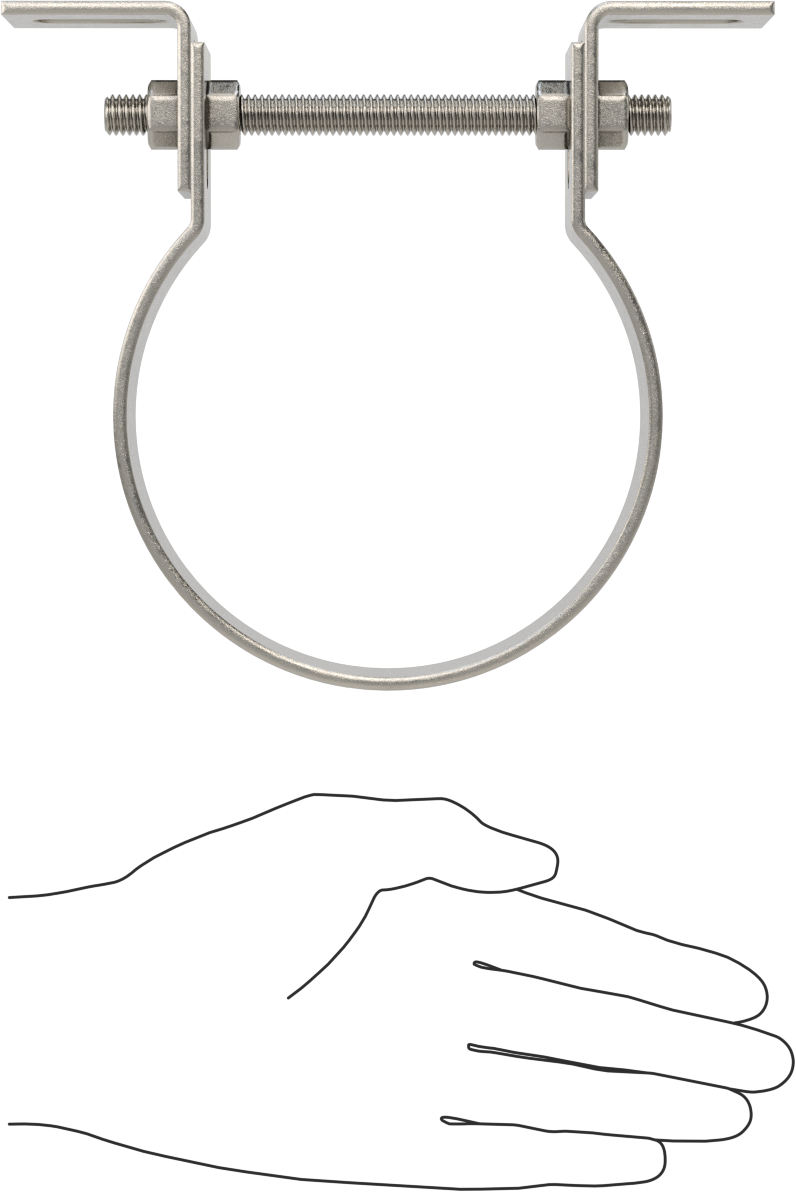 Ayarlanabilir Boru Mesafe Kelepçesi, 304 Paslanmaz Çelik, 4-1/2" ila 4-3/4" ID