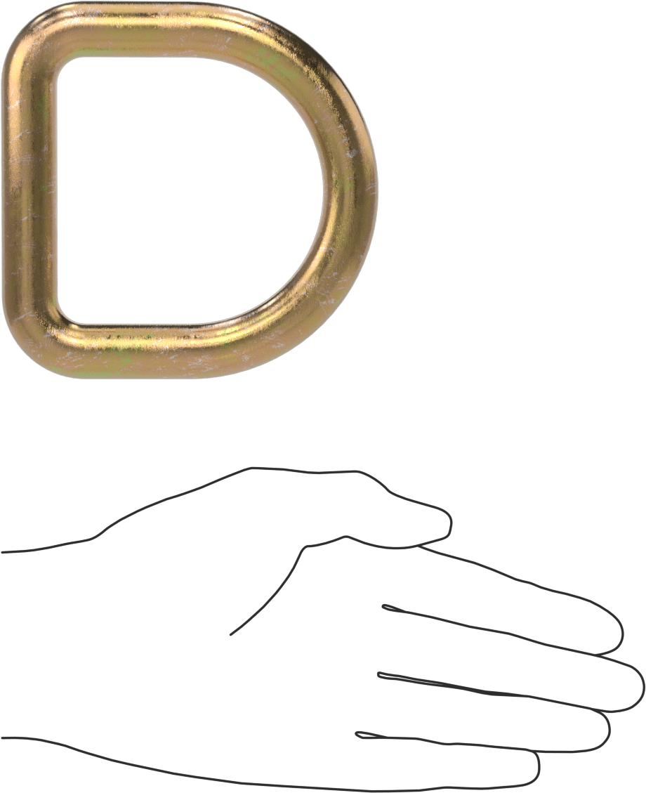 Çinko Kaplı Çelik D-Halka, 5/8" Kalınlık, 3" İç Uzunluk