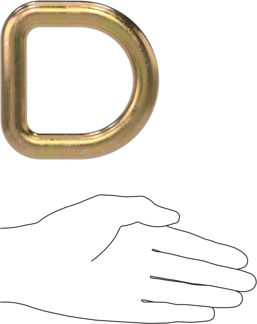 Çinko Kaplı Çelik D-Halka, 3/4" Kalınlık, 3" İç Uzunluk