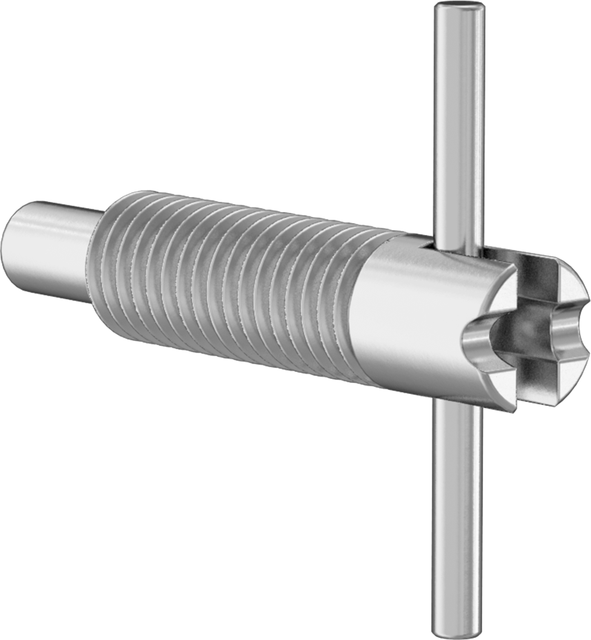 T-Saplı Geri Çekilebilir Yaylı Piston, Çelik, Kilit Burunlu, 1/2"-13 Diş, 2,5-5 lb. Burun Kuvveti