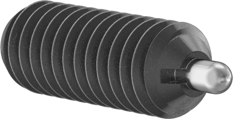Uzun Burunlu Çelik Yaylı Piston, Siyah Oksit, 6-32 Diş, 1 ve 1,6 lb. Kuvvet