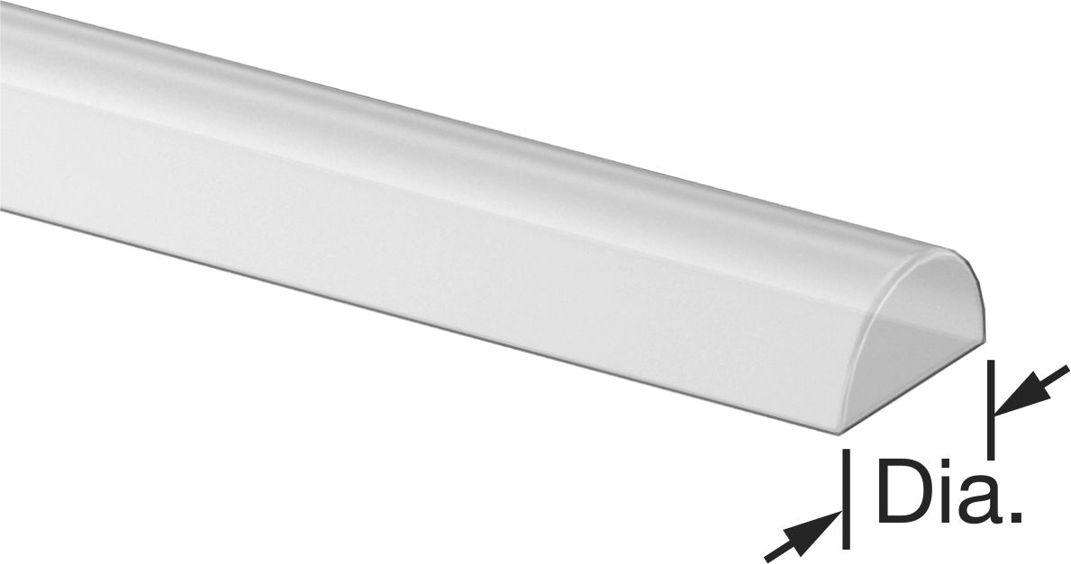 Şeffaf Çizilmeye ve UV Işınlarına Dayanıklı Akrilik, Yarım Yuvarlak, 1/2" Çap x 6 Fit Uzun