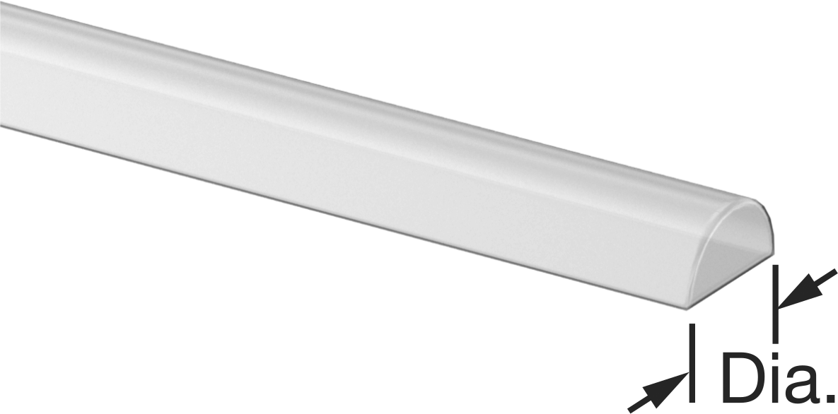 Şeffaf Çizilmeye ve UV Işınlarına Dayanıklı Akrilik, Yarım Yuvarlak, 3/8" Çap x 6 Fit Uzunluk