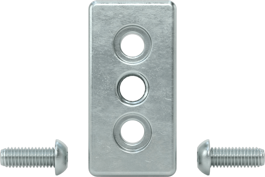 T-Yivli Çerçeve, 2" Yüksek Çift Ray için Uç Kapağı Montaj Plakası, 3/8"-16 Diş
