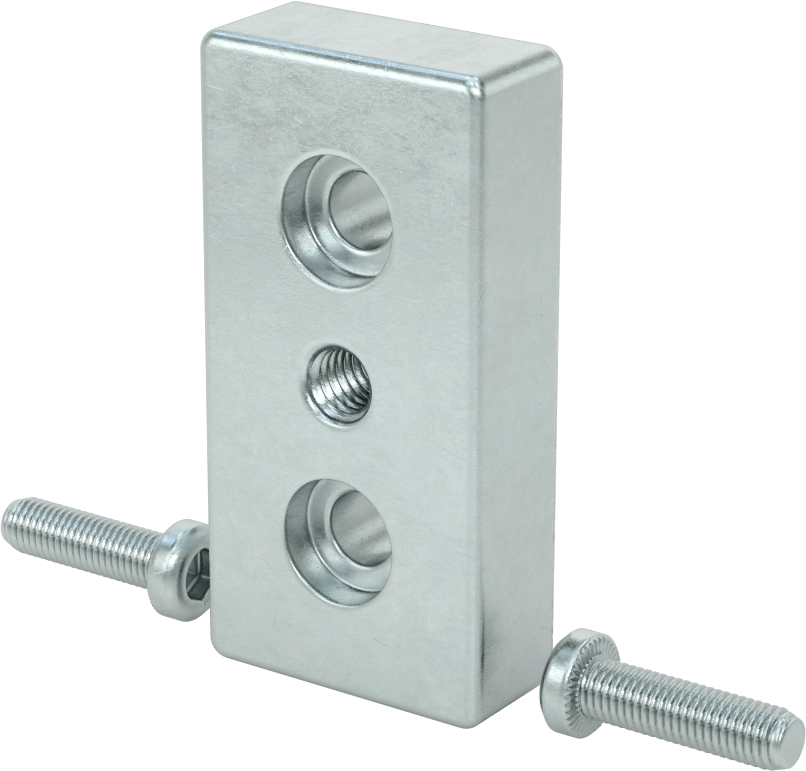 T-Yivli Çerçeve, 3" Yüksek Çift Ray İçin Uç Kapak Montaj Plakası, 3/8"-16 Diş