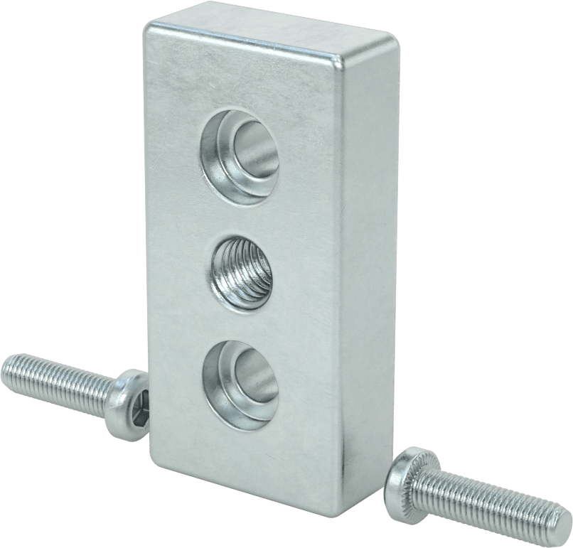 T-Yivli Çerçeve, 3" Yüksek Çift Ray İçin Uç Kapak Montaj Plakası, 1/2"-13 Diş