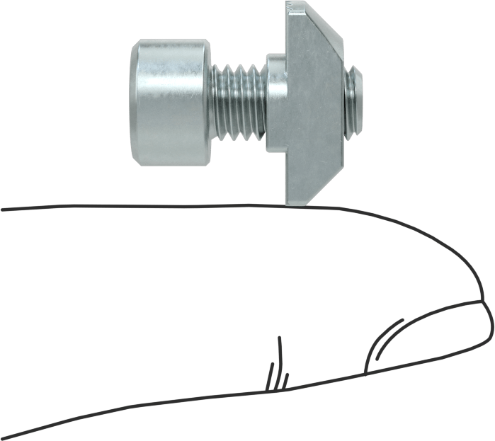 T-Yivli Çerçeve, Takılabilir Çekiç Somunu ve M6 Lokma Başlı, 30 mm Yüksek Ray için