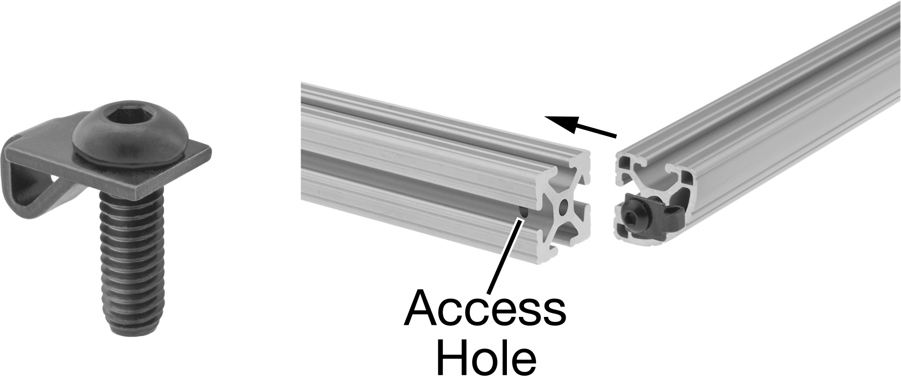 Tabbed Concealed Bracket for Radius Two Slot Rails